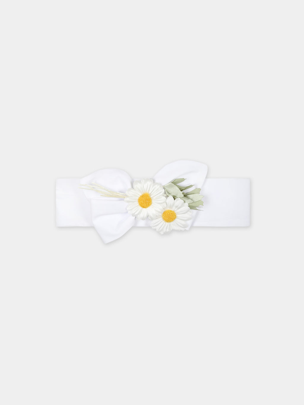 White baby girl headband with daisies